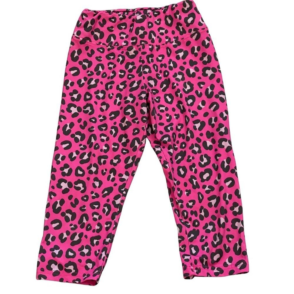 Justice Girls Pink Cheetah Capri Stretch Pants Size 10 Leggings